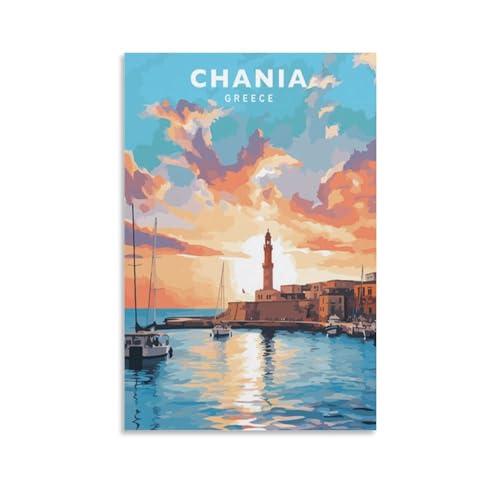 Jdjdu Chania Griechenland Vintage Reiseposter Geschenk Wanddekoration Gemälde Poster Leinwand Kunst Poster Jdjdu Chania Griechenland Vintage Reiseposter Geschenk Wanddekoration Gemälde Poster Leinwand Kunst Poster von Jdjdu