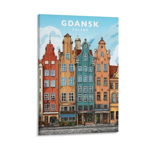 Jdjdu Danzig Polen Vintage Reiseposter Geschenk Wanddekoration Gemälde Poster Leinwand Kunst Poster Jdjdu Danzig Polen Vintage Reiseposter Geschenk Wanddekoration Gemälde Poster Leinwand Kunst Poster von Jdjdu