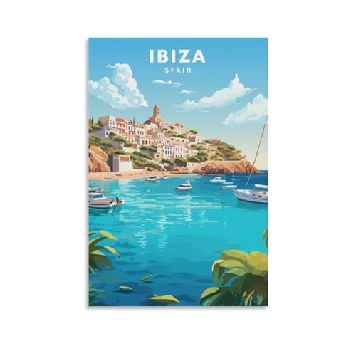 Jdjdu Ibiza Spanien Vintage Reiseposter Geschenk Wanddekoration Gemälde Poster Leinwand Kunst Poster Jdjdu Ibiza Spanien Vintage Reiseposter Geschenk Wanddekoration Gemälde Poster Leinwand Kunst Poster von Jdjdu