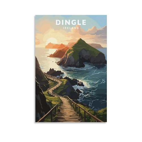 Jdjdu Irland Dingle Vintage-Reiseposter, Geschenk, Wanddekoration, Malerei, Poster, Leinwand, Kunstposter Jdjdu Irland Dingle Vintage-Reiseposter, Geschenk, Wanddekoration, Malerei, Poster, Leinwand, Kunstposter von Jdjdu