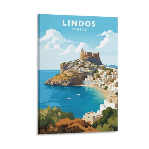 Jdjdu Lindos Griechenland Vintage Reiseposter Geschenk Wanddekoration Gemälde Poster Leinwand Kunst Poster Jdjdu Lindos Griechenland Vintage Reiseposter Geschenk Wanddekoration Gemälde Poster Leinwand Kunst Poster von Jdjdu