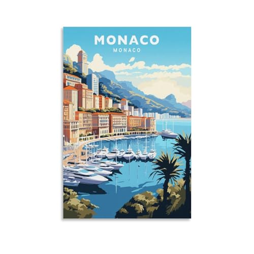 Jdjdu Monaco Vintage-Reiseposter, Geschenk, Wanddekoration, Malerei, Poster, Leinwand, Kunstposter Jdjdu Monaco Vintage-Reiseposter, Geschenk, Wanddekoration, Malerei, Poster, Leinwand, Kunstposter von Jdjdu