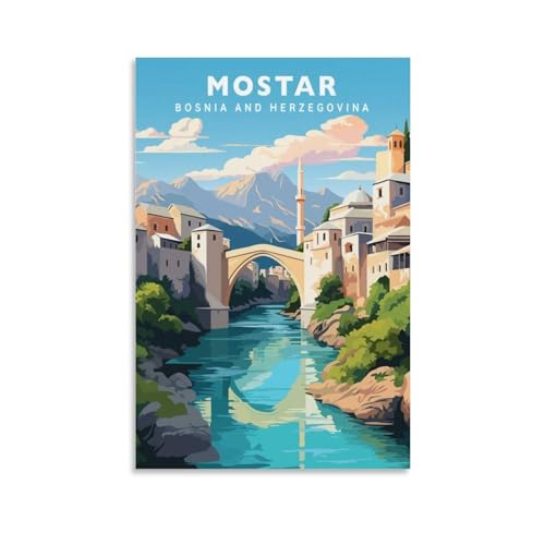 Jdjdu Mostar Vintage-Reise-Poster, Geschenk, Wanddekoration, Malerei, Poster, Leinwand, Kunstposter Jdjdu Mostar Vintage-Reise-Poster, Geschenk, Wanddekoration, Malerei, Poster, Leinwand, Kunstposter von Jdjdu