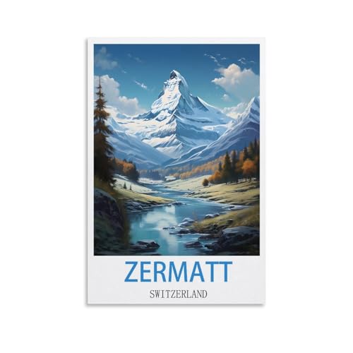 Jdjdu Schweiz Zermatt Matterhorn Vintage Reiseposter Geschenk Wanddekoration Gemälde Poster Leinwand Kunst Poster Jdjdu Schweiz Zermatt Matterhorn Vintage Reiseposter Geschenk Wanddekoration Gemälde Poster Leinwand Kunst Poster von Jdjdu