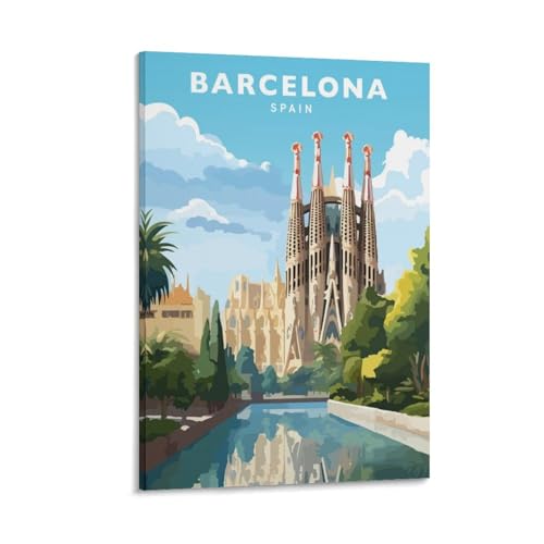 Jdjdu Spanien Barcelona Vintage Reiseposter Geschenk Wanddekoration Gemälde Poster Leinwand Kunst Poster Jdjdu Spanien Barcelona Vintage Reiseposter Geschenk Wanddekoration Gemälde Poster Leinwand Kunst Poster von Jdjdu