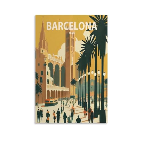 Jdjdu Spanien Barcelona Vintage Reiseposter Geschenk Wanddekoration Gemälde Poster Leinwand Kunst Poster Jdjdu Spanien Barcelona Vintage Reiseposter Geschenk Wanddekoration Gemälde Poster Leinwand Kunst Poster von Jdjdu