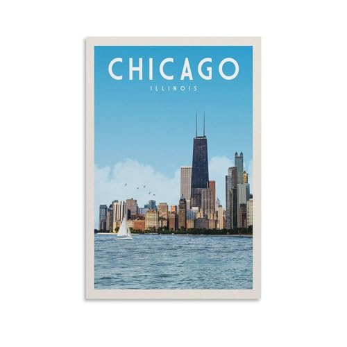 Jdjdu Vintage Chicago Reiseposter Geschenk Wanddekoration Gemälde Poster Leinwand Kunst Poster Jdjdu Vintage Chicago Reiseposter Geschenk Wanddekoration Gemälde Poster Leinwand Kunst Poster von Jdjdu