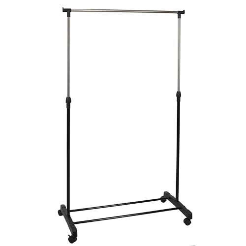 JE CHERCHE UNE IDEE rg6377 Metall-Roller für Haus und Basar, Kleiderständer und Kleiderbügel, Schwarz-Chrom, 80 x 43 x 160 cm von Je Cherche une Idée
