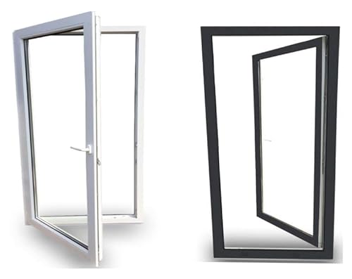 EcoLine Balkontür - Terrassentür - 2-Fach Verglasung - Farbe: innen weiß/außen anthrazit - Profil: 60 mm - BxH 800x2100 mm - DIN Links von JeCo