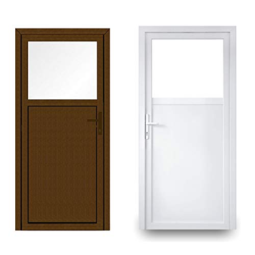 EcoLine Nebentür - Nebeneingangstür - Tür - 2-Fach, 1/3 Glas, 2/3 Füllung, außenöffnend innen: weiß/außen: Nussbaum BxH: 900 x 1900 mm DIN Links von JeCo