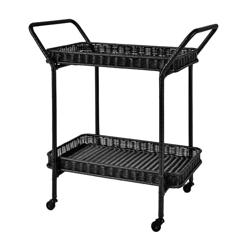 JeCo Weidenkorb Terrassen-Servierwagen schwarz von JeCo