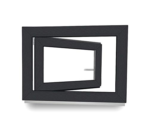 Kellerfenster - Fenster - Dreh- & Kippfunktion - innen anthrazit/außen anthrazit - BxH: 100 x 70 cm - 1000 x 700 mm - DIN Rechts - 2 fach Verglasung - 60 mm Profil Kellerfenster - Fenster - Dreh- & Kippfunktion - innen anthrazit/außen anthrazit - BxH: 100 x 70 cm - 1000 x 700 mm - DIN Rechts - 2 fach Verglasung - 60 mm Profil von JeCo