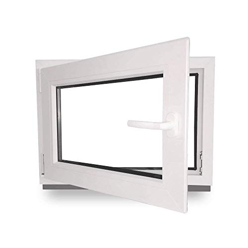 Kellerfenster - Kunststoff - Fenster - weiß - BxH: 100 x 55 cm - 1000 x 550 mm - DIN Links - 3 fach Verglasung - 60 mm Profil von JeCo
