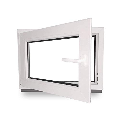 Kellerfenster - Kunststoff - Fenster - weiß - BxH: 105 x 100 cm - 1050 x 1000 mm - DIN Links - 3 fach Verglasung - 60 mm Profil von JeCo