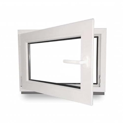 Kellerfenster - Kunststoff - Fenster - weiß - BxH: 110 x 50 cm - 1100 x 500 mm - DIN Links - 3 fach Verglasung - 60 mm Profil von JeCo