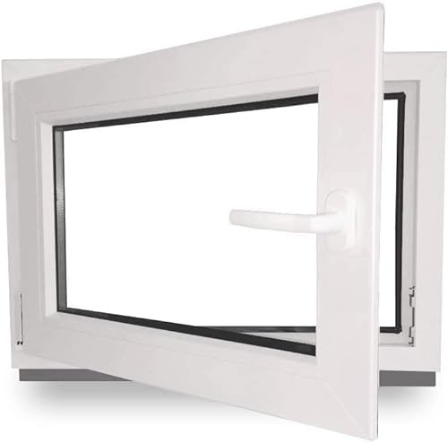 Kellerfenster - Kunststoff - Fenster - weiß - BxH: 50 x 40 cm - 500 x 400 mm - DIN Rechts - 3 fach Verglasung - 60 mm Profil von JeCo