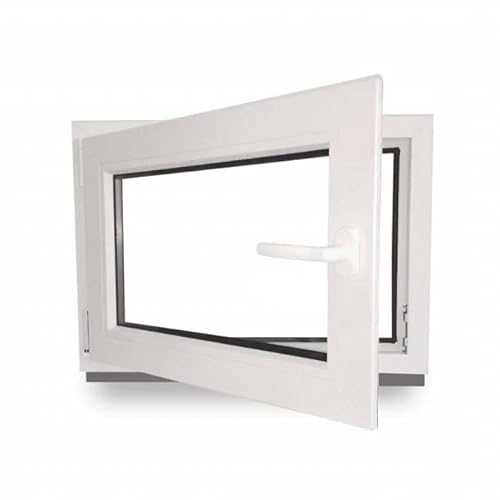 Kellerfenster - Kunststoff - Fenster - weiß - BxH: 50 x 60 cm - 500 x 600 mm - DIN Links - 3 fach Verglasung - 60 mm Profil von JeCo