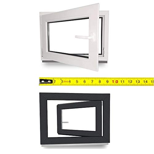 Kellerfenster nach Maß - Kunststofffenster - Fenster - Sondermaße - innen weiß/außen anthrazit - DIN Links - 3-fach - Verglasung - 0,5m² - 60 mm Profil von JeCo