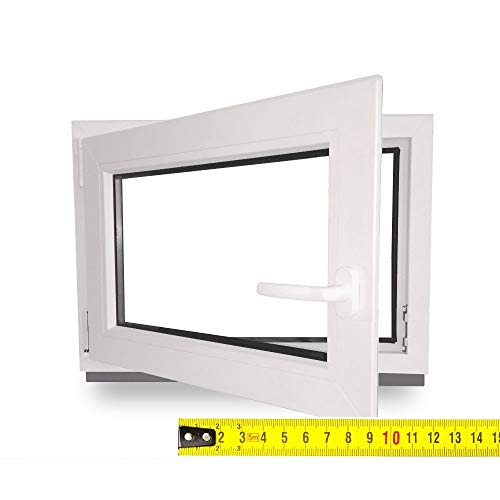 Kellerfenster nach Maß - Kunststofffenster - Fenster - Sondermaße - innen weiß/außen weiß - DIN Rechts - 3-fach - Verglasung - 0,2m² - 60 mm Profil von JeCo