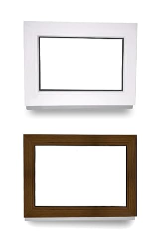 Kunststofffenster - Festverglasung - Fenster - innen weiß/außen nussbaum - BxH: 80 x 100 cm - 800 x 1000 mm - 2 fach Verglasung - 60 mm Profil von JeCo