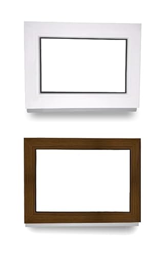 Kunststofffenster - Festverglasung - Fenster - innen weiß/außen nussbaum - BxH: 95 x 70 cm - 950 x 700 mm - 2 fach Verglasung - 60 mm Profil von JeCo