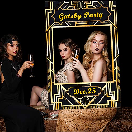 JeVenis Art Deco Party Photo Booth Prop Rahmen 1920er Jahre Great Gatsby Fotorahmen Roaring 20's Photo Selfie Rahmen für Great Gatsby von JeVenis