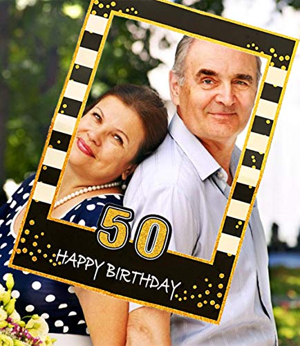 JeVenis Black Gold 50. Geburtstagsfeier Photo Booth Requisiten 50. Geburtstagsfotorahmen Geburtstagsfotorahmen von JeVenis