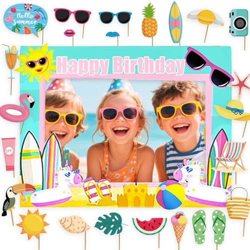 JeVenis Rosa Pool Party Geburtstag Photo Booth Requisiten Pool Party Zubehör Splish Splash Geburtstag Dekoration Strand Schwimmbad Sommer Dekoration von JeVenis