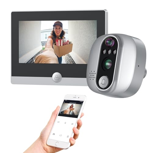 Jeatone WLAN Türspion Kamera mit 4,3 Zoll Farbbildschirm, Digitaler Türspion mit 120° Weitwinkel und PIR-Sensor, 5000mAh Akku, WLAN Türspion mit Zwei-Wege-Videoanruf und Live-Ansicht verfügbar von JeaTone