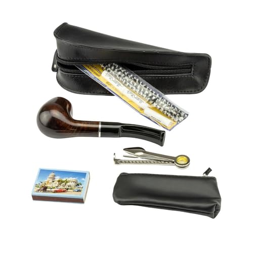Jean Claude Pfeifen Einsteiger-Set, leicht gebogen, schwarz: Pfeife + Tasche + Zubehör von Jean Claude