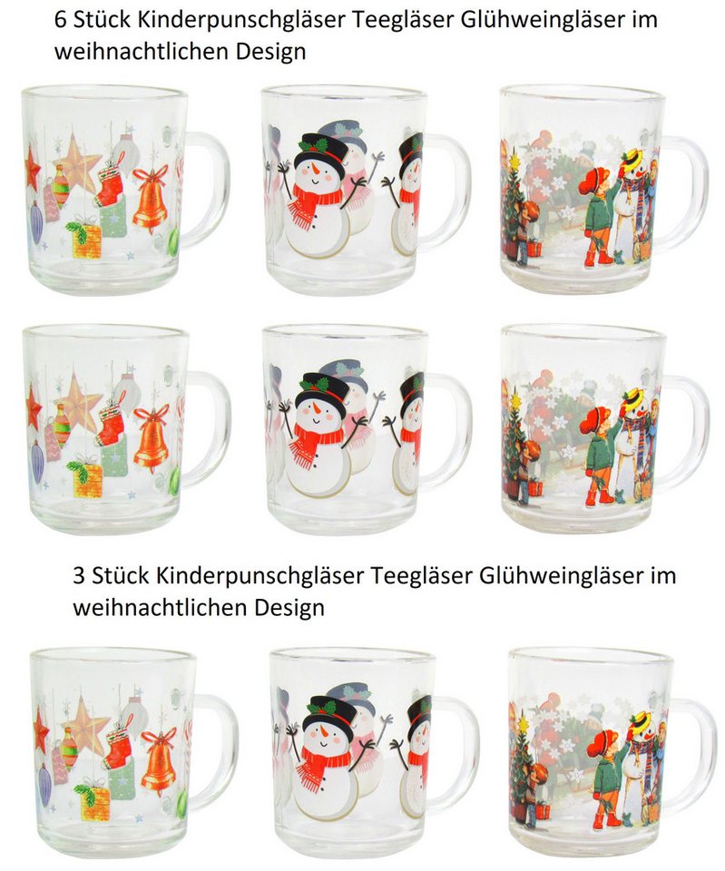 Jean Products Gläser-Set Kinderpunschgläser Teegläser Glühweingläser 200ml, im weihnachtlichen Design Jean Products Gläser-Set Kinderpunschgläser Teegläser Glühweingläser 200ml, im weihnachtlichen Design von Jean Products