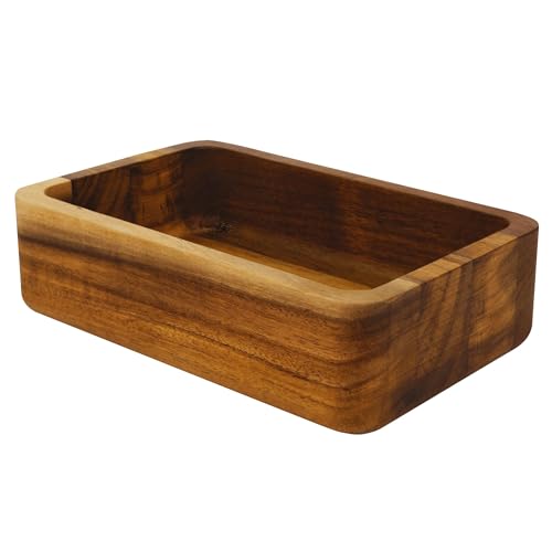 Jean & Len Holz Organizer aus Akazienholz, stilvolle Aufbewahrung für Kosmetika, Accessoires & Büro, mit einzigartiger Maserung, langlebige Aufbewahrungsbox, per Hand reinigen, 18x12x5 cm von Jean & Len