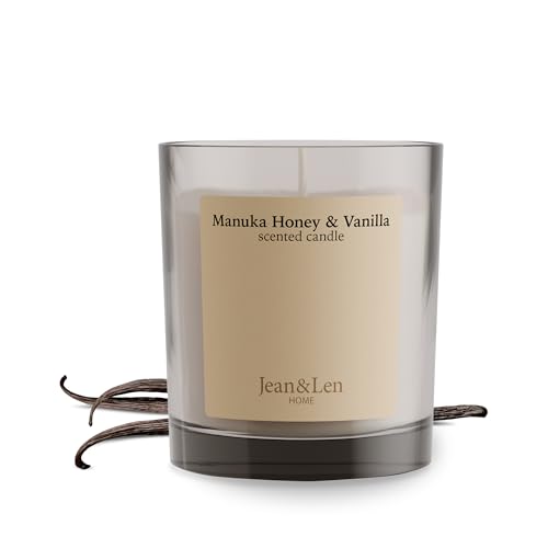 Jean & Len Scented Candle Manuka Honey & Vanilla, hergestellt mit Sheabutter, Brenndauer ca. 40 Stunden, minimalistisches Design, sinnlicher Duft, vegan, 195 g Jean & Len Scented Candle Manuka Honey & Vanilla, hergestellt mit Sheabutter, Brenndauer ca. 40 Stunden, minimalistisches Design, sinnlicher Duft, vegan, 195 g von Jean & Len