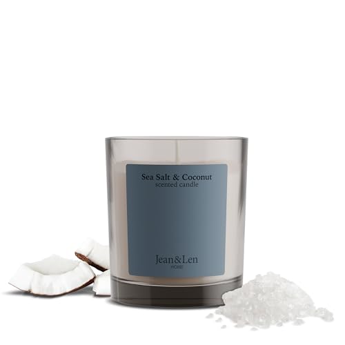 Jean & Len Scented Candle Sea Salt & Coconut, hergestellt mit Sheabutter, Brenndauer ca. 40 Stunden, minimalistisches Design, exotischer Duft, vegan, 195 g Jean & Len Scented Candle Sea Salt & Coconut, hergestellt mit Sheabutter, Brenndauer ca. 40 Stunden, minimalistisches Design, exotischer Duft, vegan, 195 g von Jean & Len