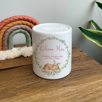 Personalisierte Baby Mädchen Spardose - Personalisierte Wald Geschenke Andenken 1. Geburtstag Geschenk von JeanAndMoon