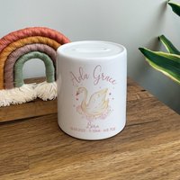 Personalisierte Schwan Spardose - Kinderzimmer Dekor Neues Baby Geschenk Mädchen Geschenke Rosa von JeanAndMoon