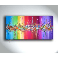 Jean Sanders -120x60cm Bild Gerahmt - Abstrakt Bunt, Farbfrohe Wanddeko. Leere Wand Gemälde Shop Geschenk Wandschmuck, Home Idee von JeanSandersart