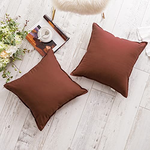 Jeanerlor 2er-Set Kissenbezüge, 50,8 x 50,8 cm, Baumwoll-Leinen, mit einzigartigem Design, um Balkon/Empfang zu verschönern, (50 x 50 cm), rotbraun von Jeanerlor