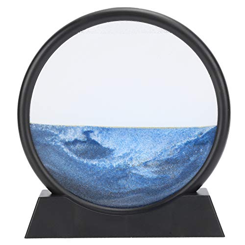 Jeankak Moving Sand Art Picture, Dekoratives Desktop Praktisches dynamisches Sandbild, 3D-Malrunde für Home Decoration Office(blue, 7 inch) von Jeankak