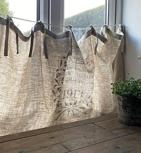 Kurzgardine Bistrogardine Gardine 50x140 cm 100% Leinen Natur Landhaus Shabby French Vintage Nostalgie Jeanne d'Arc Living von Jeanne d'Arc Living