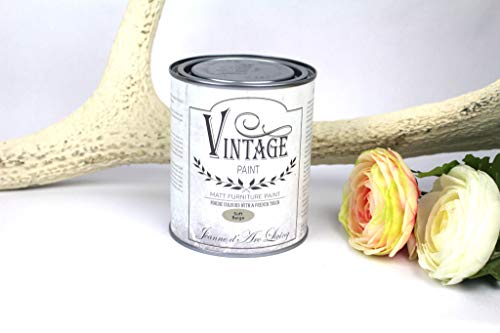 Jeanne d'Arc Living Vintage Paint Kreidefarbe Soft Beige Wasserbasiert und Umweltfreundlich 700 ml/23,6oz Chalk Kalkfarbe JDL Malen von Jeanne d´Arc living