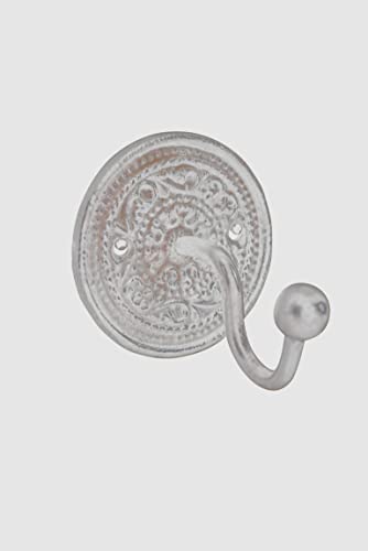 Nostalgischer Wandhaken Rondello Runder Haken Garderobenhaken Braun, Weiß oder Silber Ø 6cm (Silber 15947) von Jeanne d´Arc living