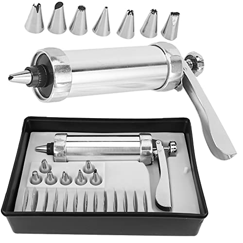 2023 Upgrade Aluminium Cookie Maker Press Kit, manuelle Churros Maker Maschine inklusive 20 Stück Keksscheibenformen Weihnachtsspritzer Kekspresse Pistole Kekswerkzeuge Set von Jeanoko