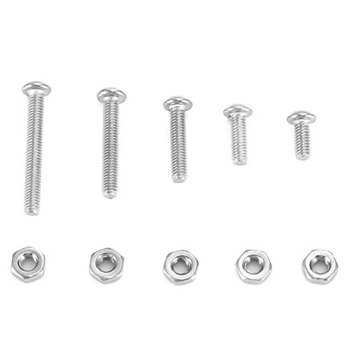 210 Stück/Set M2,5 x 8-20 mm Edelstahl-Rundkopfschrauben und Sechskantmuttern Sortiment Kit Reparaturwerkzeug Zubehör für Heimwerker von Jeanoko