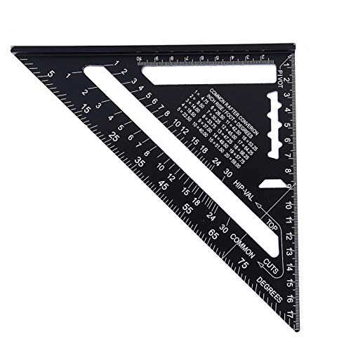 Jeanoko 7 Zoll Dreieck Winkelmaß Aluminiumlegierung Dreieck Winkel Winkelmesser Messwerkzeugkonstruktion Schwarzes Dach Dreieck Winkelmesser(10.24 x7.32 x7.28") von Jeanoko