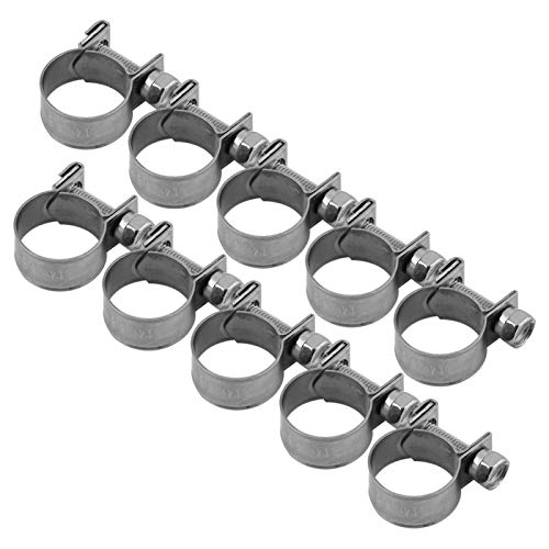 Jeanoko 10 Stück Schlauchklemme Mini Kraftstoffleitung Rohrschlauchklemme Edelstahlschlauchbefestigung Für Luftschlauch Wasserrohr Kraftstoffschlauch Silikonschlauch(14-16Mm) von Jeanoko