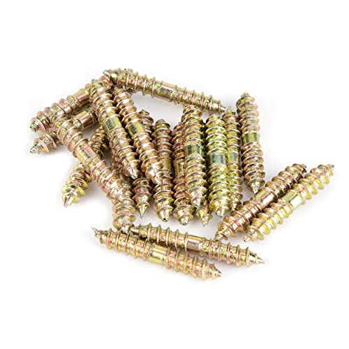 Jeanoko 20 Stück 5 * 30 mm Passschraube Selbstschneidende Gewindeschraube Holzbearbeitungsmöbelverbinder Doppelendschraube von Jeanoko