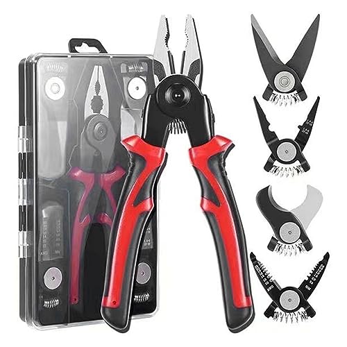 Jeanoko 5 in 1 Zange Set, Multifunktionales Werkzeugzabler -Draht -Stripper -Crimp -Werkzeug mit Austauschbaren Kiefern für Elektriker von Jeanoko