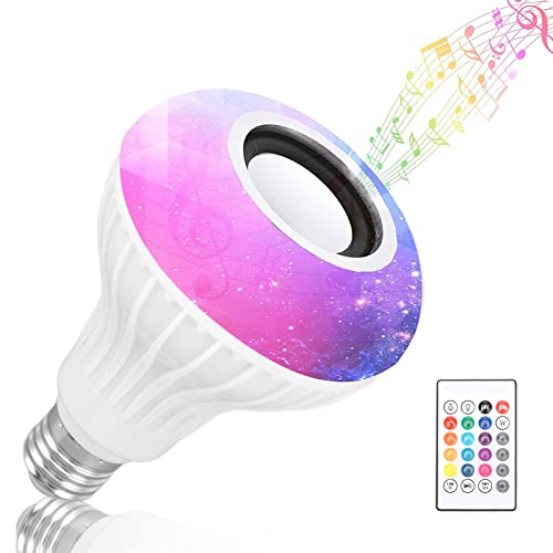 Bluetooth Musikbirne RGBW Farbe E26 Sockel Fernbedienung Lautsprecher LED Birne LED Glühbirne mit Integriertem Bluetooth Lautsprecher für Bar Schlafzimmer Restaurant 100-240V von Jeanoko