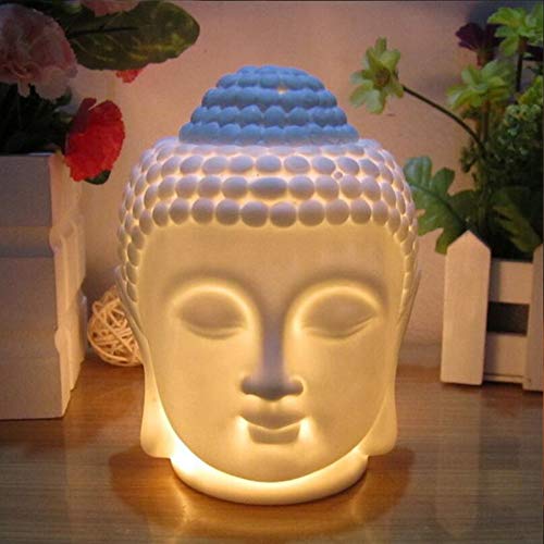 Jeanoko Keramik Buddha Kopf Ätherisches Öl Brenner Weißer Buddha Kopf Kerzenhalter Keramik Aromatherapie Diffusoren Wohnkultur von Jeanoko